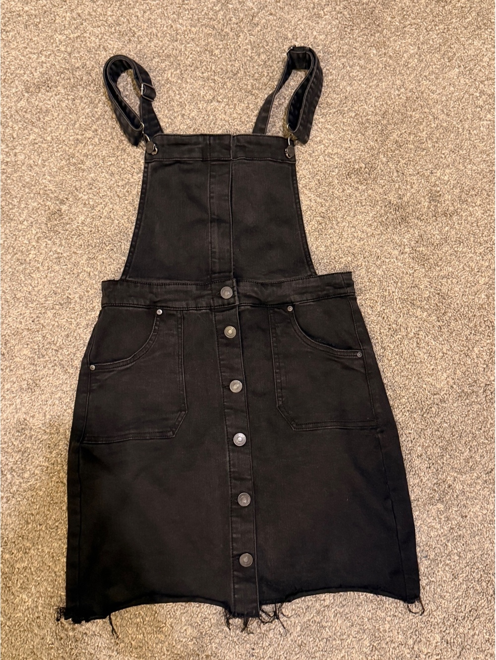 Sky and Sparrow Black Denim Overall Mini Dress Size Medium